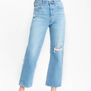 Levi’s Ribcage Straight Ankle Jeans High Rise Size 27 Distressed Light